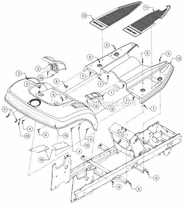 Fender And Running Board Diagram and Parts List for GT2521-48 13A-278M710 Cub Cadet Lawn Tractor